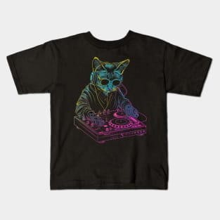 Cat DJ Trip Kids T-Shirt